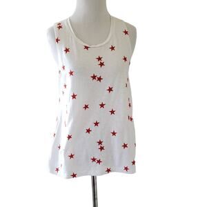Gap Star Print Tank Top White Red Relaxed Small